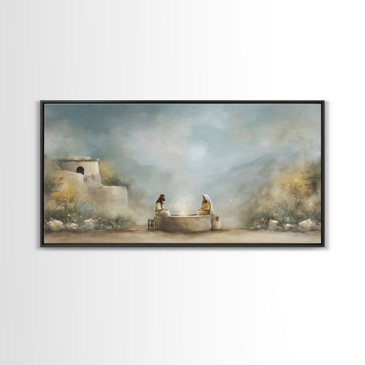 Desert Well Light | Framed Canvas Print | Christian Art Canvas | Jesus Painting | Modern Christian Art | Christian Wall Art | Christian Gif