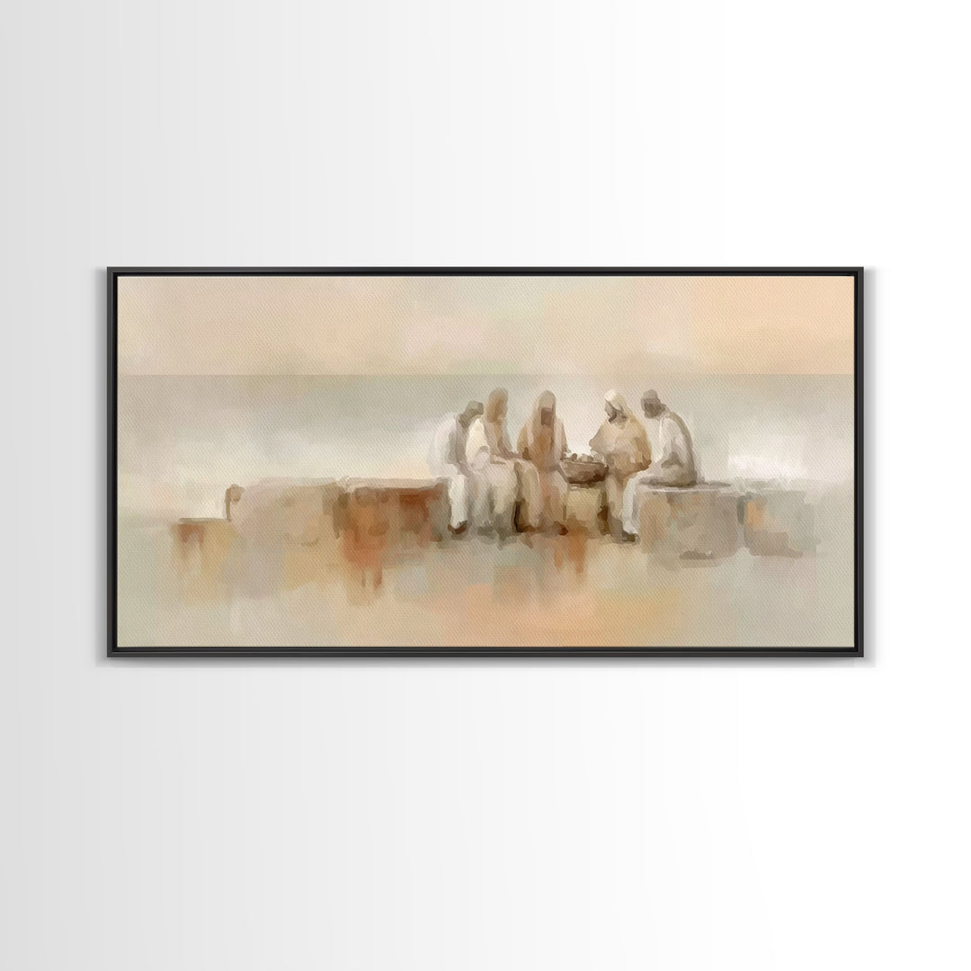 Gathered In Faith | Framed Canvas Print | Christian Art Canvas | Christian Painting | Subtle Christian Art | Christian Wall Art | Christian