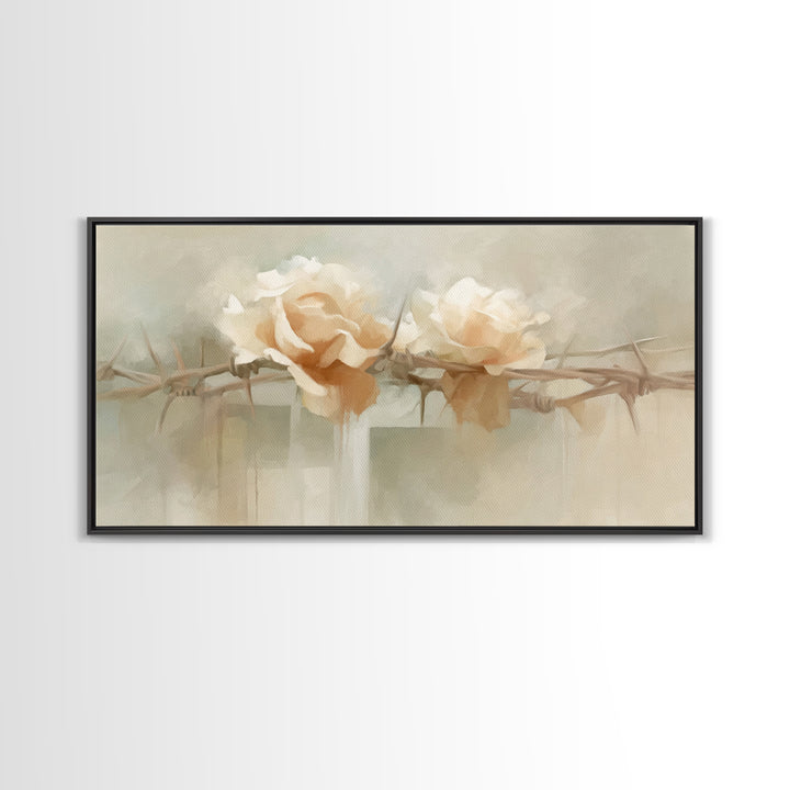 Roses Of Redemption – Framed Canvas Print – Christian Wall Art – Christian Art Canvas – Christian Decor – Christian Painting – Modern Chris