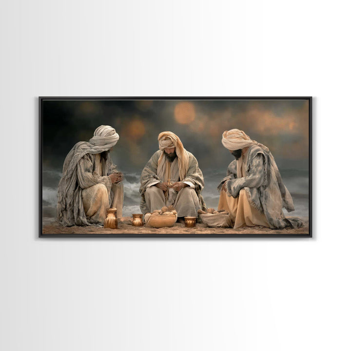 Bread Of Fellowship, Framed Canvas Print, Christian Wall Art, Christian Art Canvas, Moody Christian Art, Jesus Painting, Christian Gift Ide
