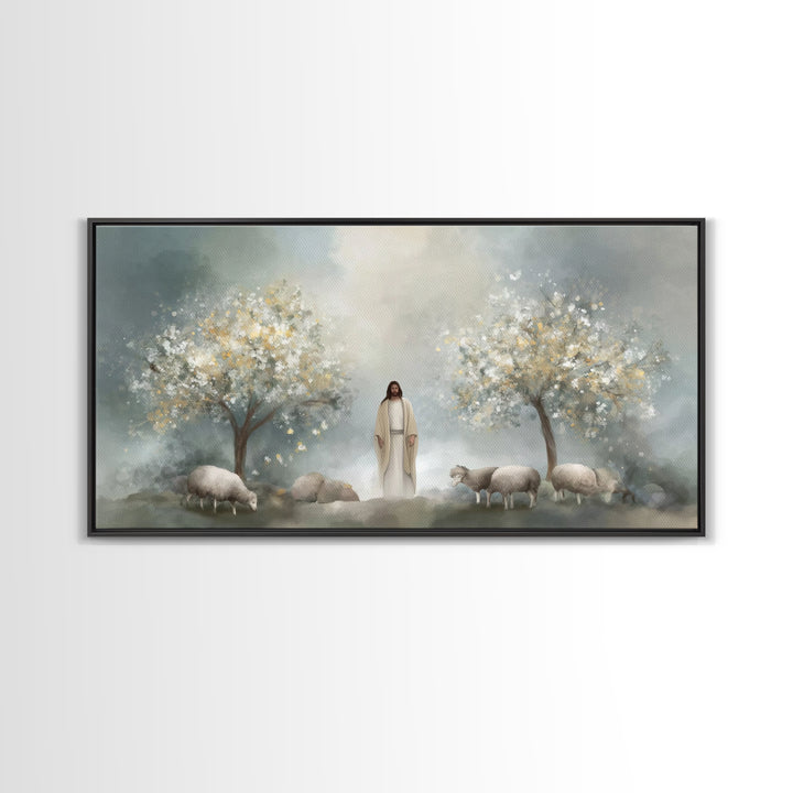 Blossoms Of Mercy – Framed Canvas Print – Christian Painting – Christian Art Canvas – Jesus Art Print – Christian Wall Art – Christian Gift