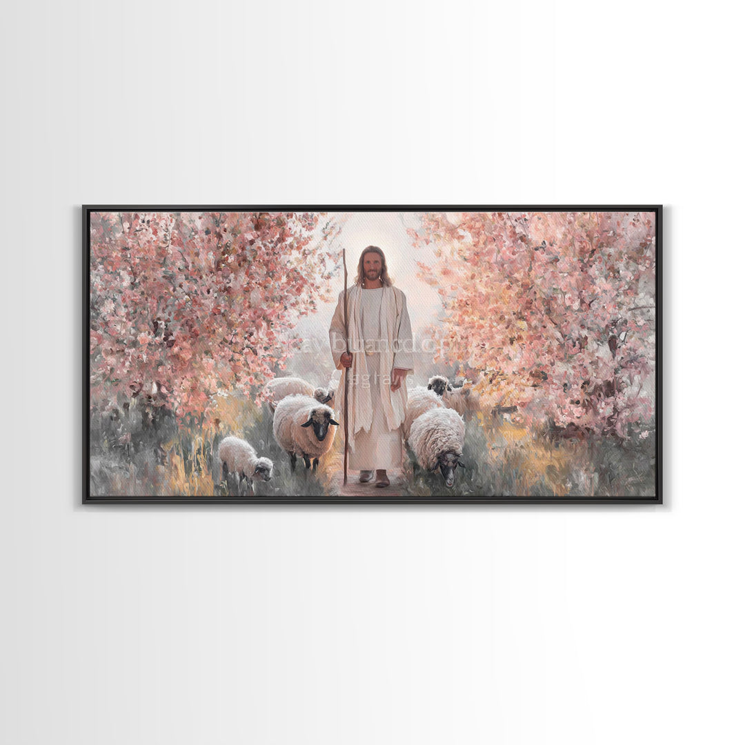 Radiant Shepherd, Framed Canvas Print, Christian Wall Art, Jesus Painting, Christian Art Canvas, Modern Christian Art, Christian Decor