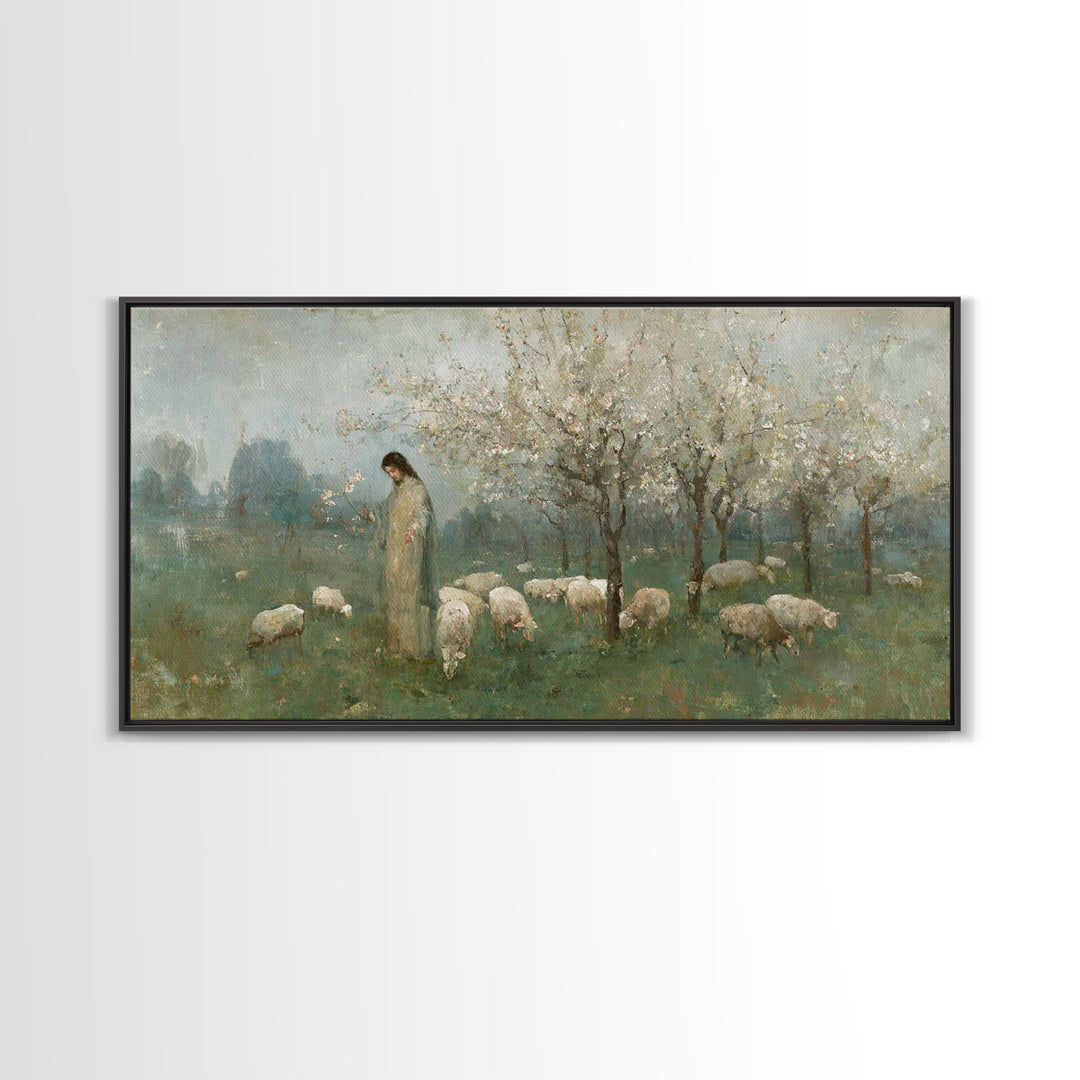 Morning Pasture Blessing – Framed Canvas Print – Christian Wall Art – Jesus Canvas Art – Christian Decoration – Christmas Art – Christian A