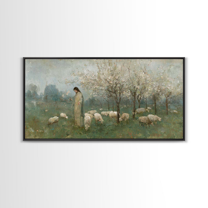 Morning Pasture Blessing – Framed Canvas Print – Christian Wall Art – Jesus Canvas Art – Christian Decoration – Christmas Art – Christian A