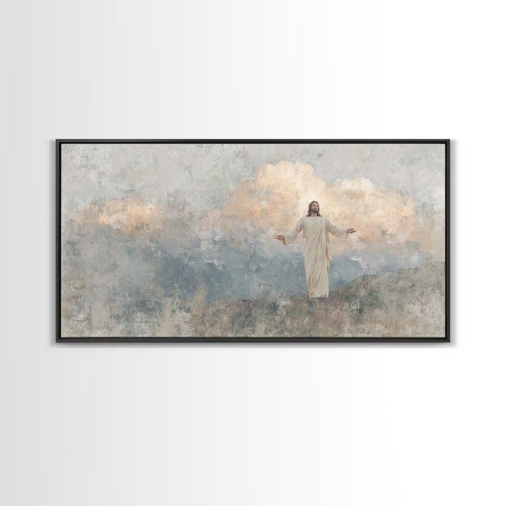 Grace On High Peaks – Framed Canvas Print – Christian Art Canvas – Jesus Wall Art – Christmas Art – Christian Decor For Home – Unique Chris