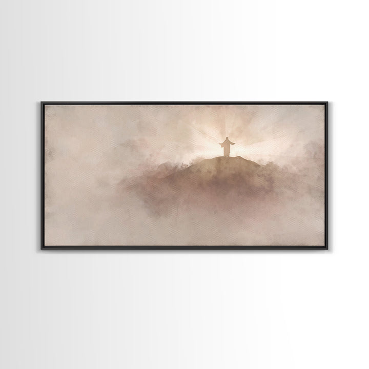Heaven’s Gentle Calling – Framed Canvas Print – Christian Painting – Jesus Art Print – Christian Christmas Art – Subtle Christian Art – Chr