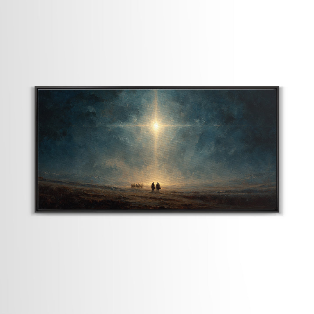Night Of Glory – Framed Canvas Print – Christian Christmas Art – Christian Wall Art – Christian Art Canvas – Moody Christmas Art – Jesus Pa