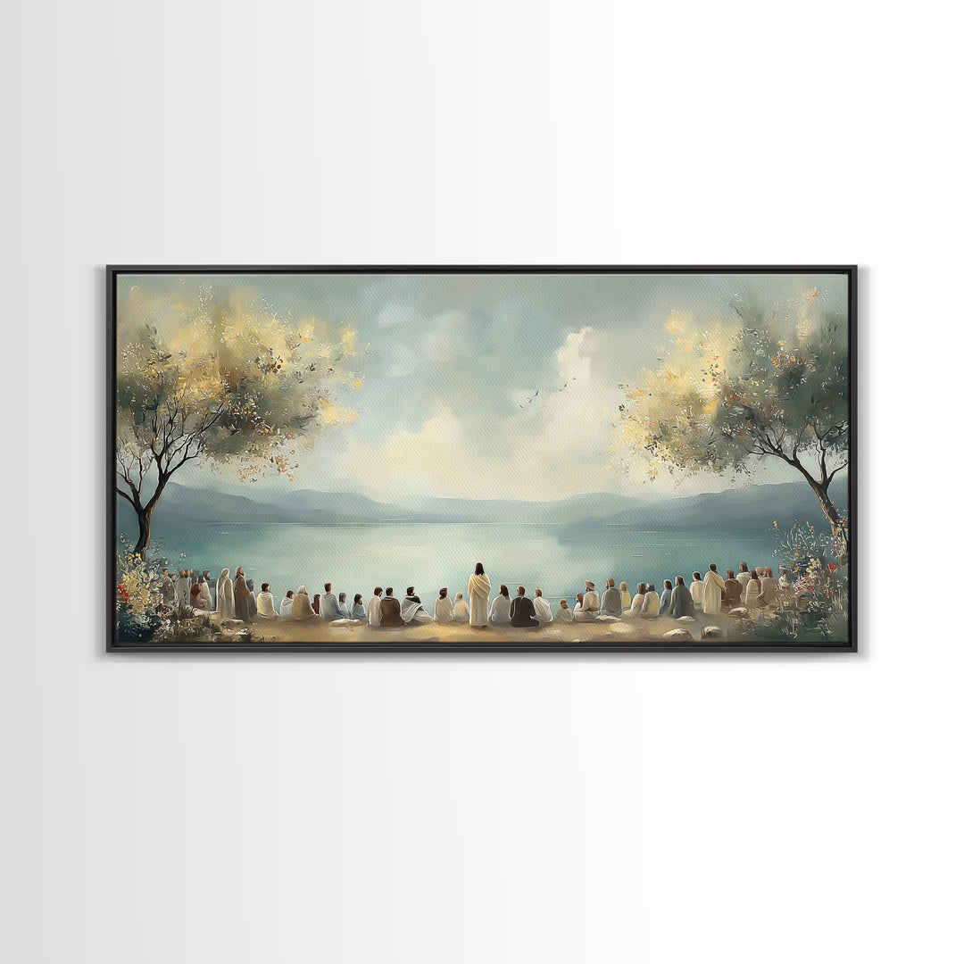 Peaceful Gathering – Framed Canvas Print – Christian Art Canvas – Christian Wall Art – Jesus Painting – Christian Art Print – Christian Chr