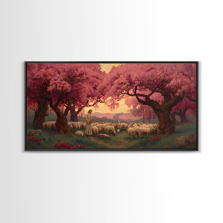 Shepherd’s Promise – Framed Canvas Print – Christian Art Canvas – Christian Wall Art – Large Jesus Painting – Christian Painting – Christia