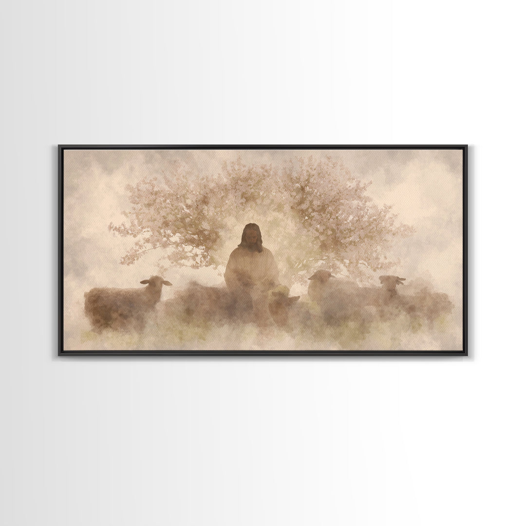 Grace In Bloom – Framed Canvas Print – Christian Wall Art – Christian Art Canvas – Jesus Painting – Subtle Christian Art – Christian Christ