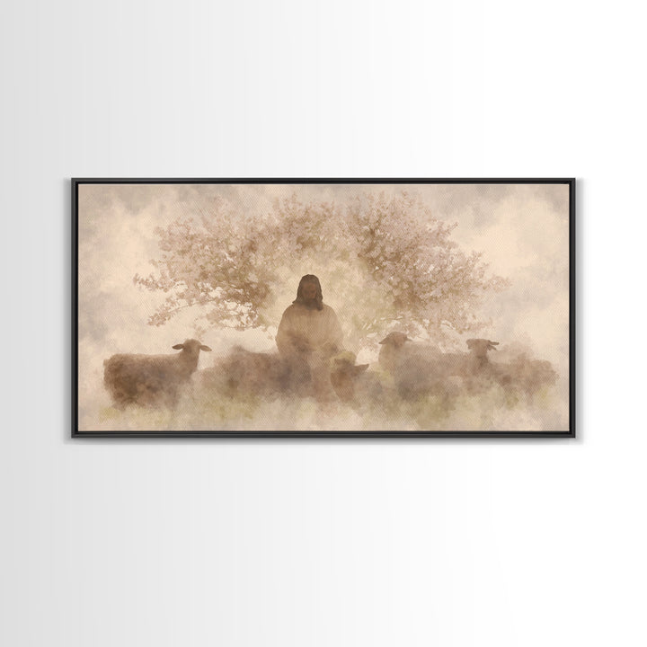Grace In Bloom – Framed Canvas Print – Christian Wall Art – Christian Art Canvas – Jesus Painting – Subtle Christian Art – Christian Christ
