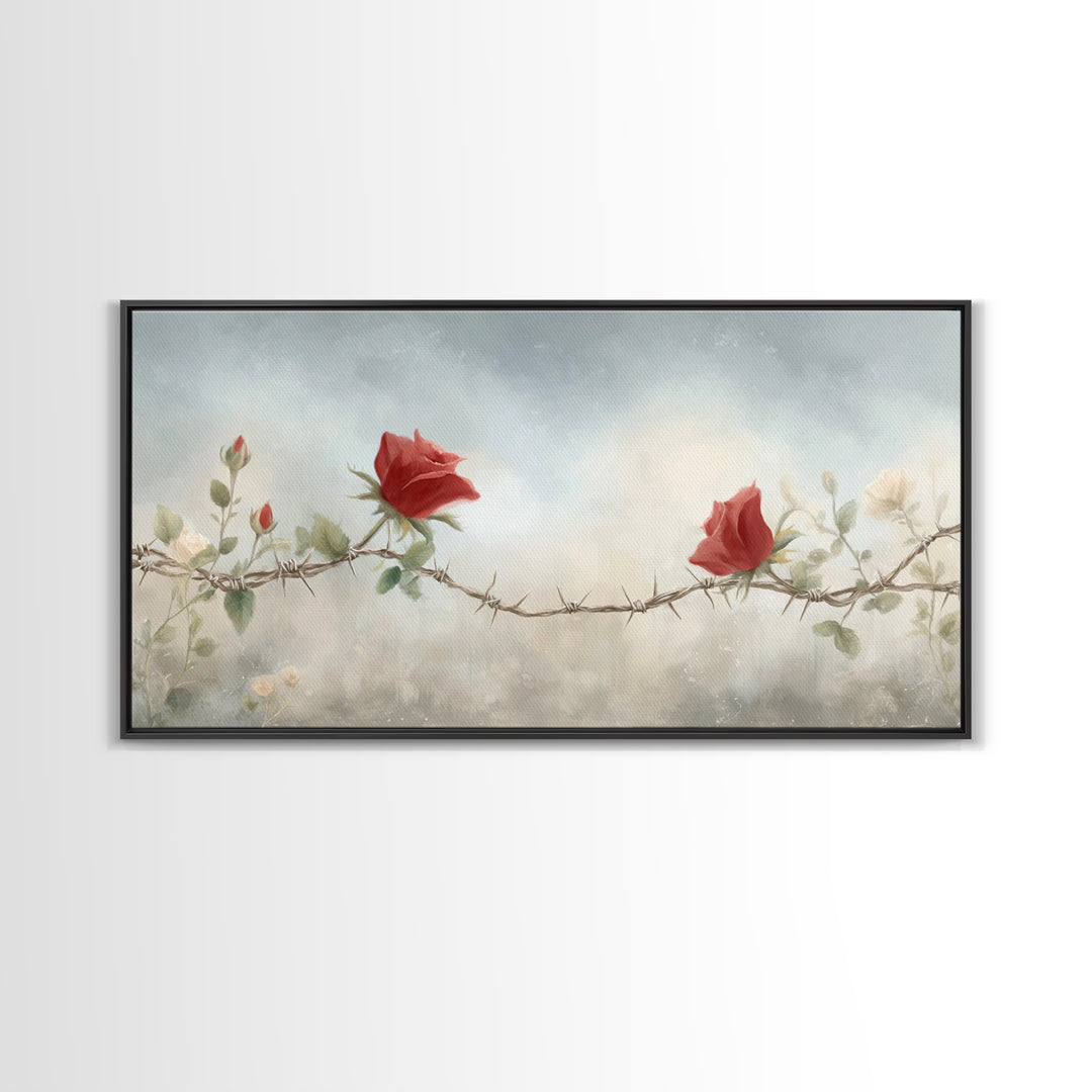 Roses Of Mercy | Framed Canvas Print | Christian Wall Art | Christian Art Canvas | Subtle Christian Art | Modern Christian Art | Christian