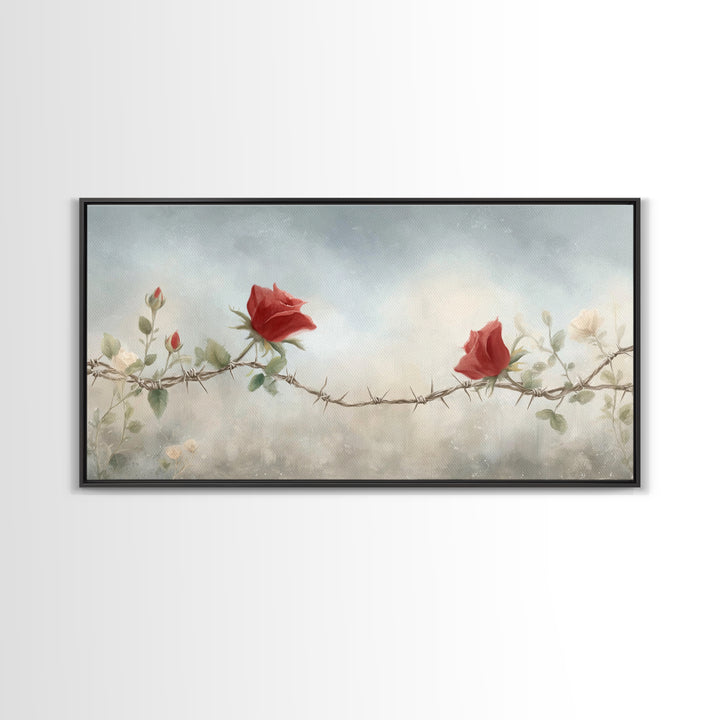 Roses Of Mercy | Framed Canvas Print | Christian Wall Art | Christian Art Canvas | Subtle Christian Art | Modern Christian Art | Christian