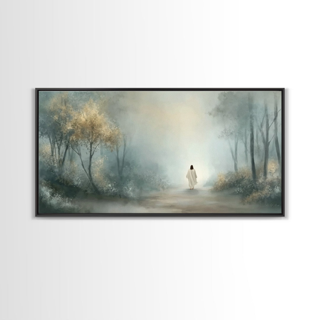 Misty Calling – Framed Canvas Print – Christian Wall Art – Christian Art Canvas – Jesus Painting – Moody Christian Art – Christian Art Work