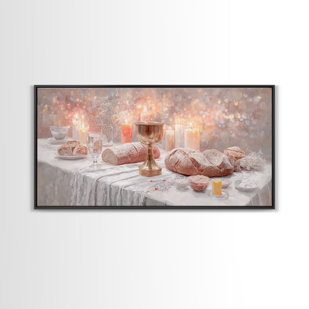 Table Of Grace, Framed Canvas Print, Christian Art Canvas, Christian Wall Art, Christian Painting, Christmas Wall Art, Christian Decor For