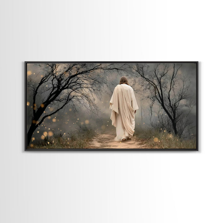 The Misty Path - Framed Canvas Print - Christian Wall Art - Christian Art Canvas - Jesus Painting - Christian Christmas Art