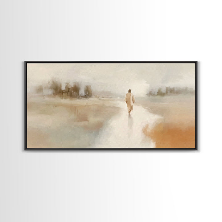 Silent Dawn Journey – Framed Canvas Print – Christian Art Canvas – Christian Wall Art – Jesus Painting – Christian Gift