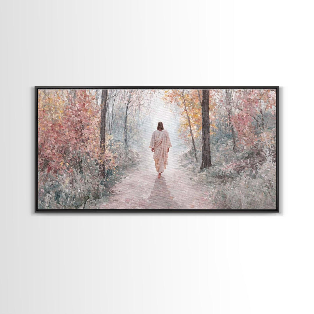 Soft Heavenly Road | Framed Canvas Print | Christian Art Canvas | Jesus Painting | Christian Wall Art | Christian Decor