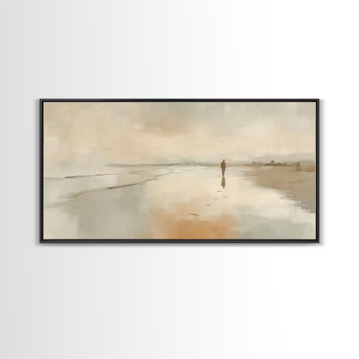 Silent Footsteps – Framed Canvas Print – Christian Art Print – Jesus Painting – Christian Wall Art – Modern Christian Art – Christmas Wall