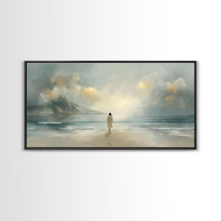 Heavenly Shore – Framed Canvas Print – Christian Christmas Art – Christian Art Canvas – Jesus Painting – Christian Wall Art – Large Christi
