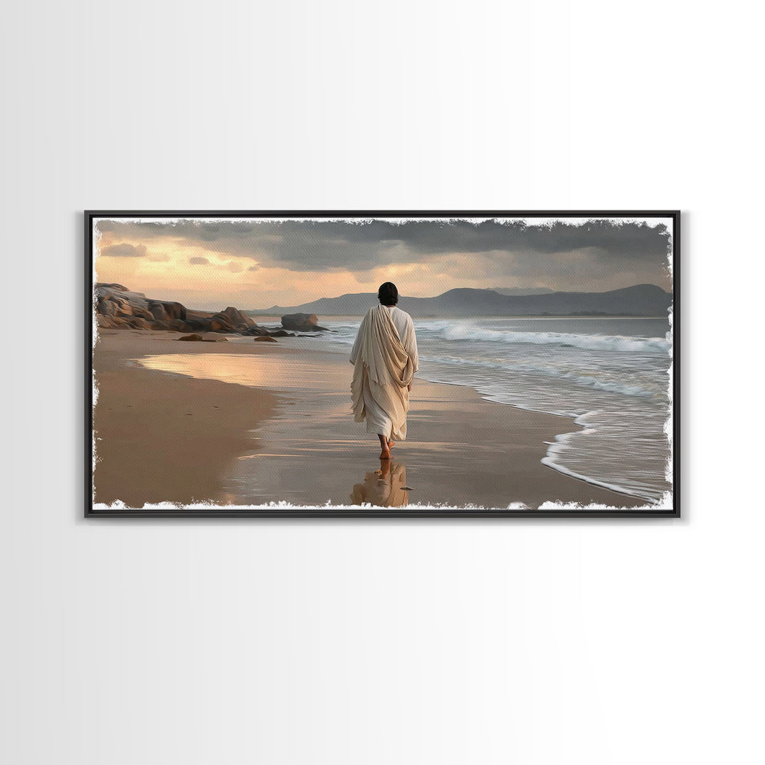 Sacred Journey – Framed Canvas Print – Jesus Painting – Christian Wall Art – Christian Art Canvas – Vintage Christian Art – Christmas Art