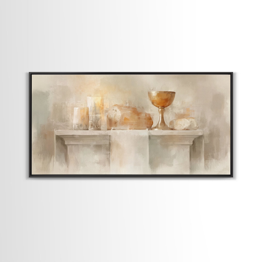 Golden Chalice Light | Framed Canvas Print | Christian Art Canvas | Christian Wall Art | Minimalist Christian Art | Christian Decor | Chris