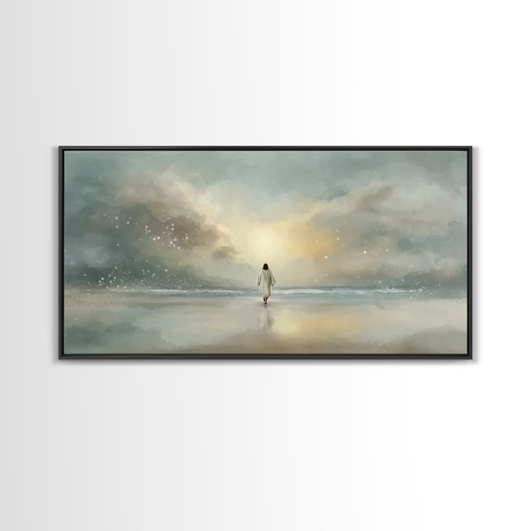 Heaven’s Glow – Framed Canvas Print – Christian Wall Art – Jesus Painting – Christian Art Canvas – Modern Christian Art – Christmas Art Pri