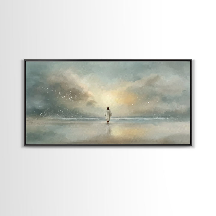 Heaven’s Glow – Framed Canvas Print – Christian Wall Art – Jesus Painting – Christian Art Canvas – Modern Christian Art – Christmas Art Pri