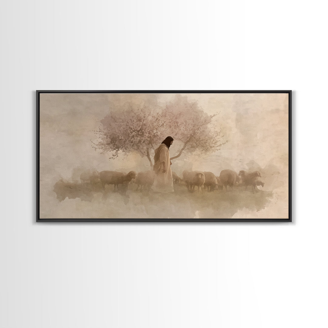 Gentle Shepherd – Framed Canvas Print – Christian Art Canvas – Jesus Painting – Christian Wall Art – Christian Art Print – Christian Christ