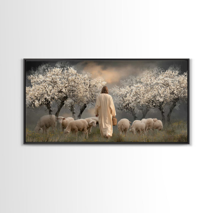 Orchard Guardian – Framed Canvas Print – Christian Art Canvas – Jesus Painting – Christian Wall Art – Moody Christian Art – Christian Art G
