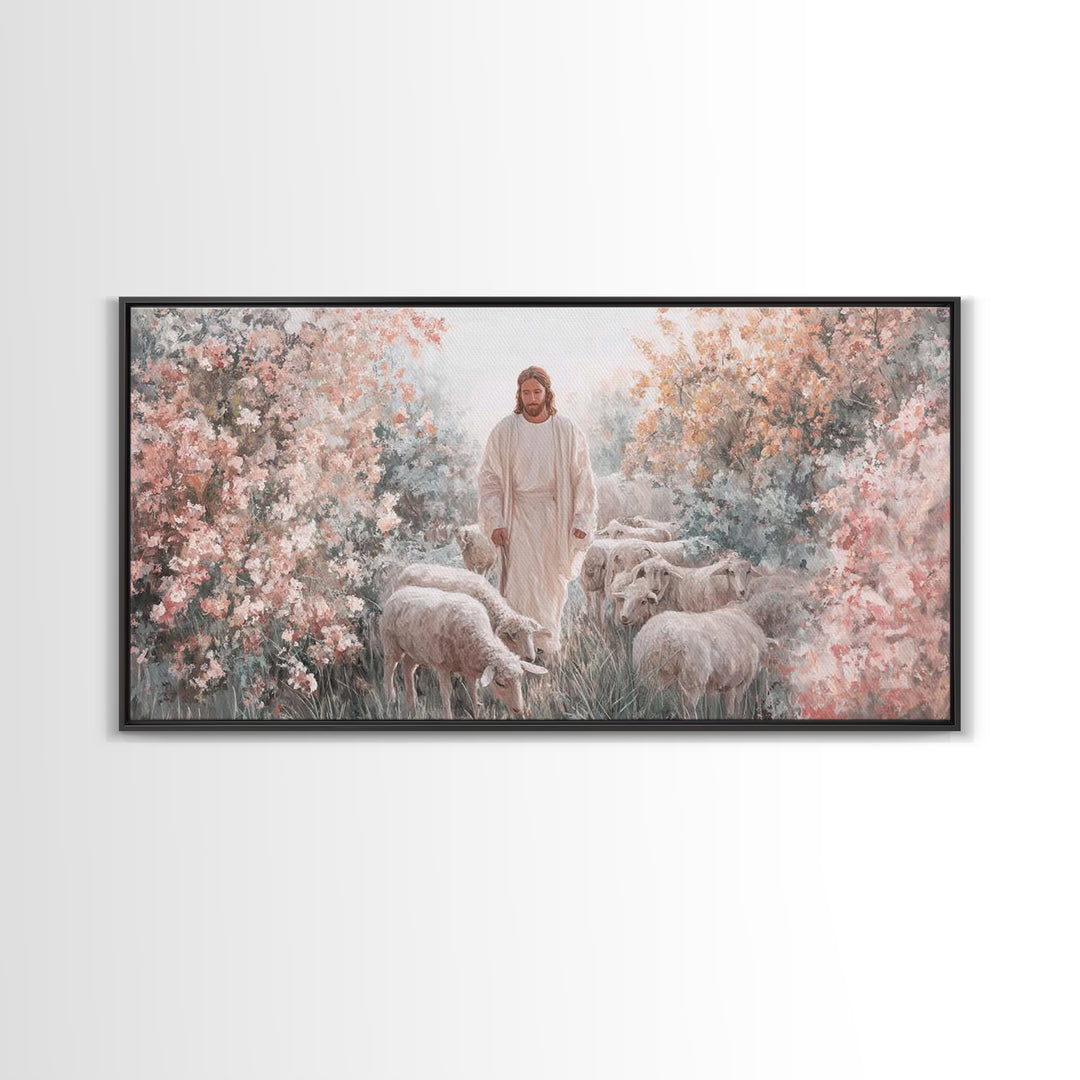 Blossoms Of Grace – Framed Canvas Print – Christian Wall Art – Jesus Painting – Christian Decor – Christian Art Canvas – Christmas Art