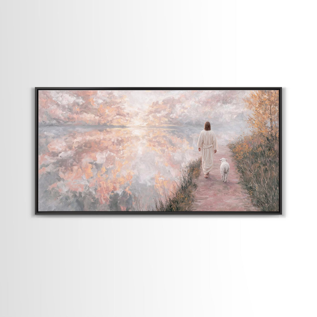 Guiding Shepherd Path – Framed Canvas Print – Christmas Art – Christian Decor – Christian Art Canvas – Jesus Painting – Christian Wall Art