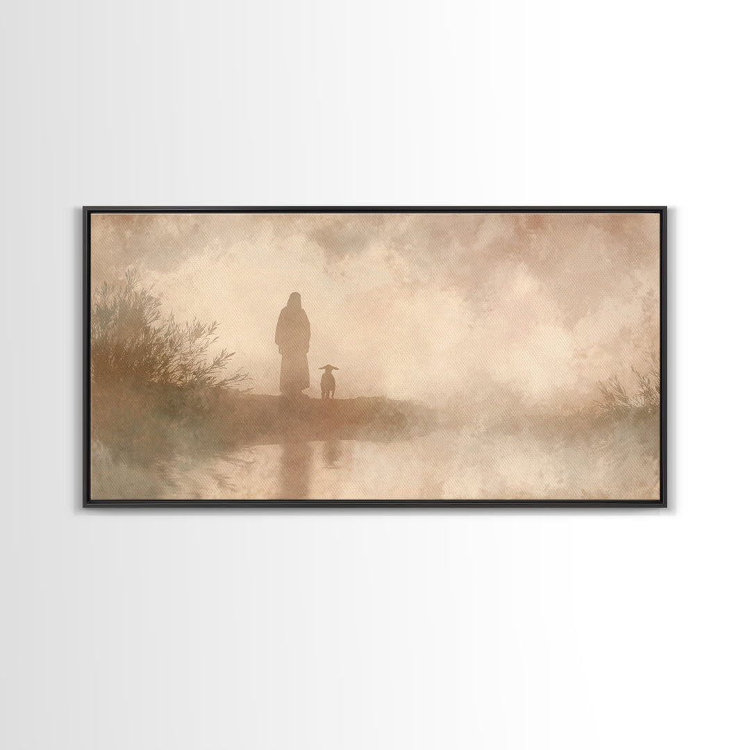 Heavenward Stroll – Framed Canvas Print – Christian Wall Art – Christian Art Canvas – Christian Decor – Christmas Art – Jesus Painting