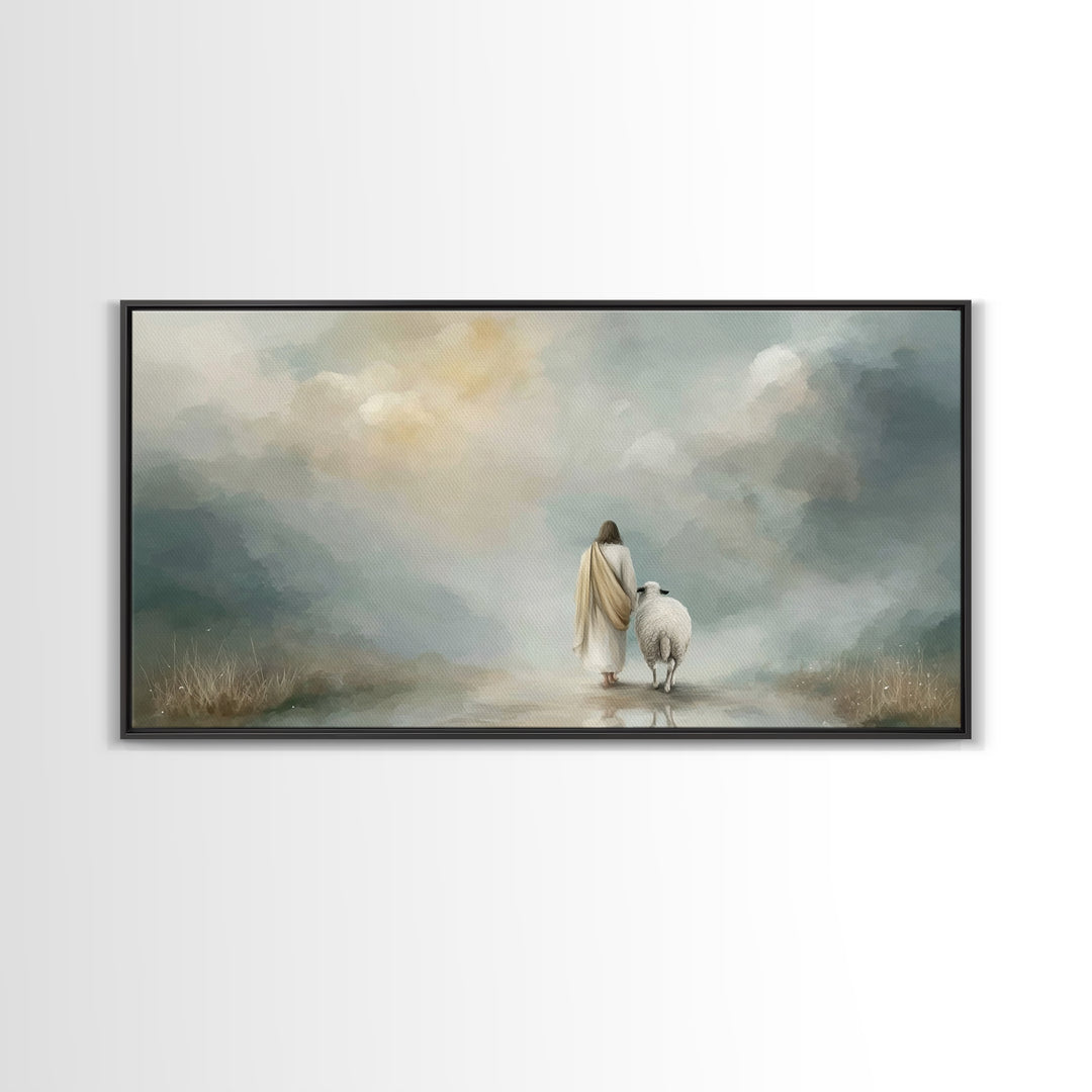 Heaven’s Quiet Walk, Framed Canvas Print, Christian Art Canvas, Jesus Painting, Christian Wall Art, Christian Decor, Christian Gift Ideas