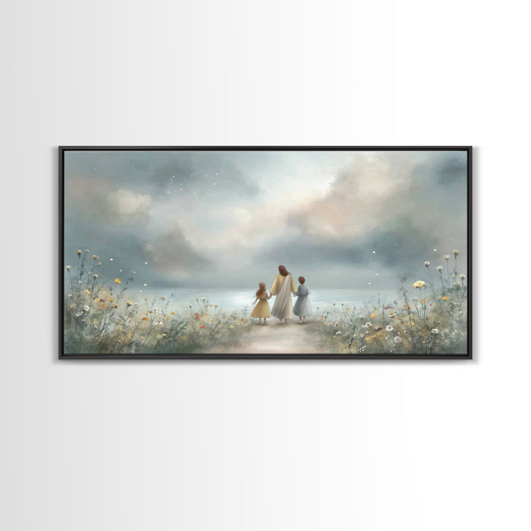 Distant Shore Peace – Framed Canvas Print – Christian Art Canvas – Christian Wall Art – Jesus Painting – Christian Decor – Christian Art