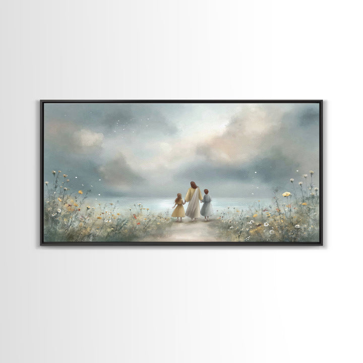 Distant Shore Peace – Framed Canvas Print – Christian Art Canvas – Christian Wall Art – Jesus Painting – Christian Decor – Christian Art