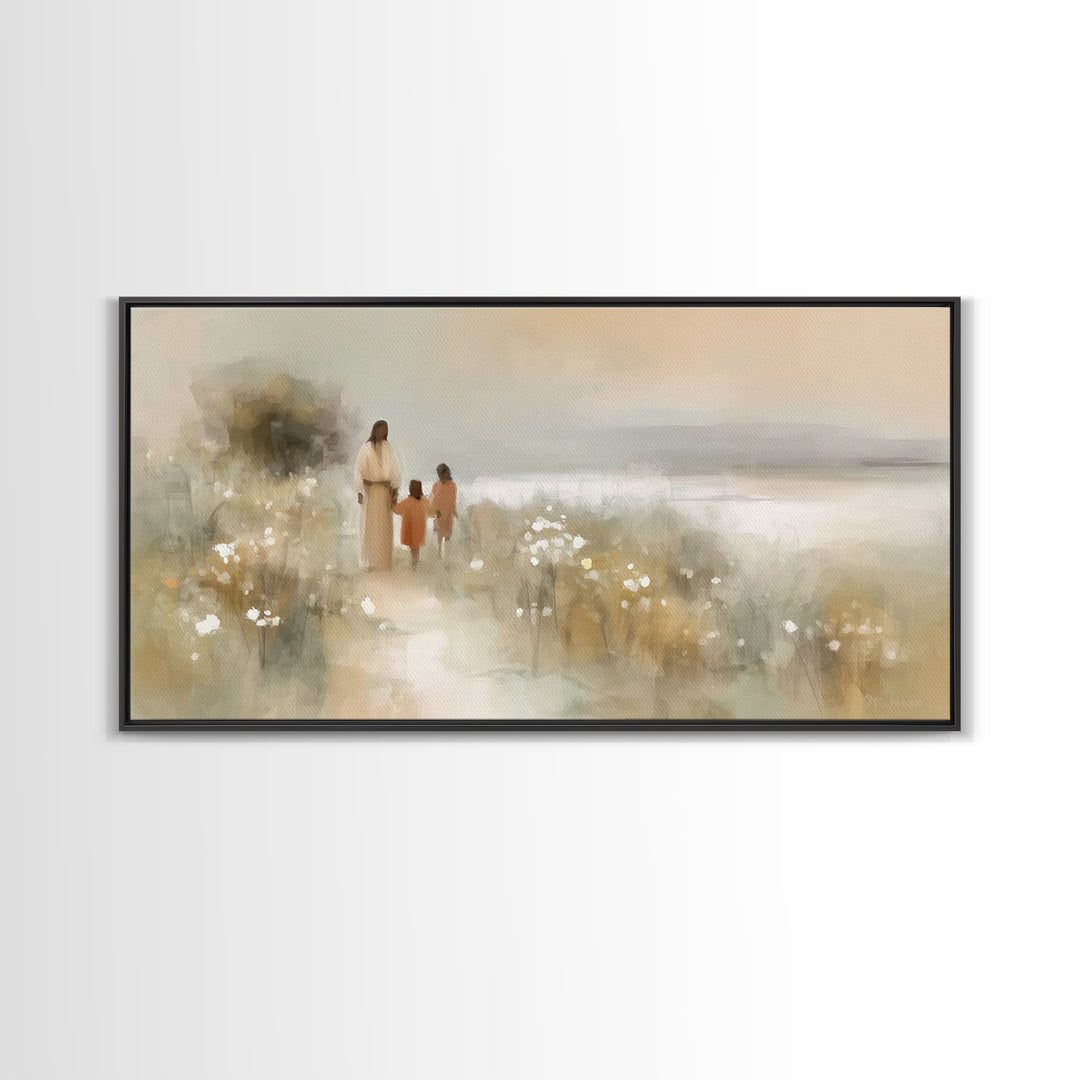 Golden Coast Promise – Framed Canvas Print – Christian Art – Jesus Painting – Christian Art Canvas – Christian Wall Art – Christian Decor