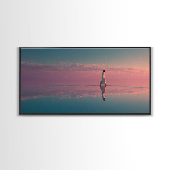 Blush Sky Promise, Framed Canvas Print, Christian Art Canvas, Christian Wall Art, Jesus Painting, Christian Christmas Art, Christian Gift I