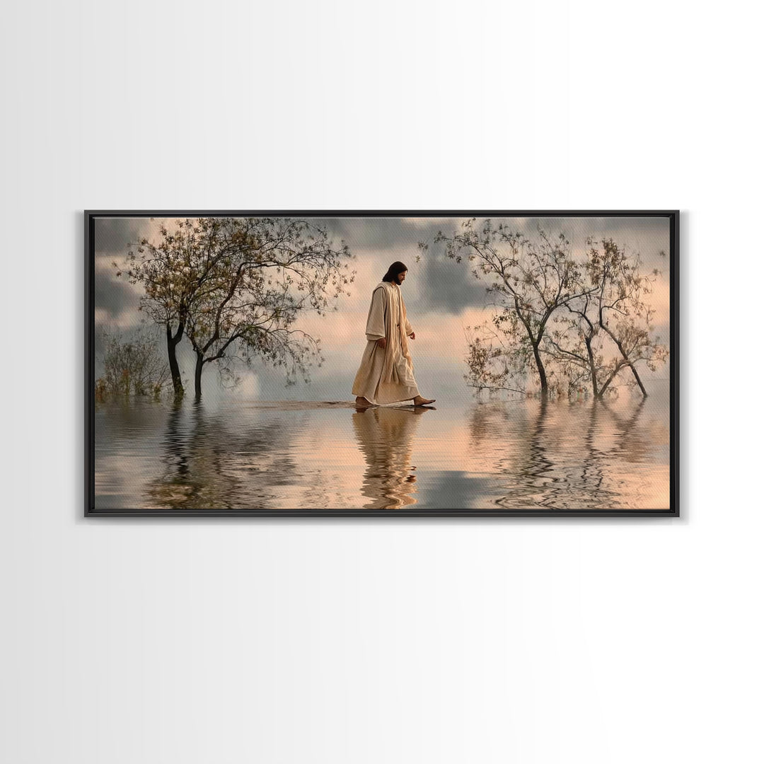 Twilight Shepherd Peace – Framed Canvas Print – Christian Christmas Art – Christmas Art – Christian Wall Art – Jesus Painting – Christian A