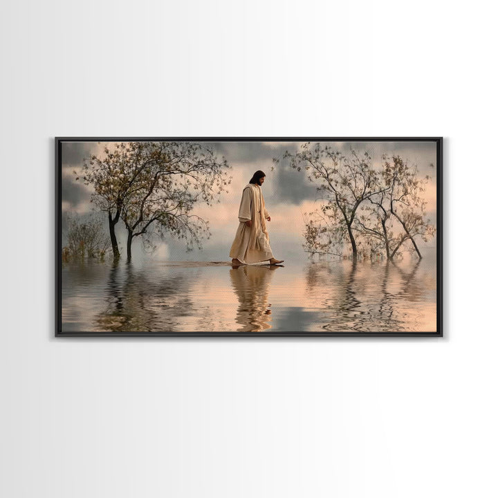 Twilight Shepherd Peace – Framed Canvas Print – Christian Christmas Art – Christmas Art – Christian Wall Art – Jesus Painting – Christian A