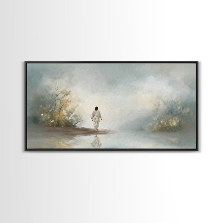 Sacred Still Waters – Framed Canvas Print – Christian Art Canvas – Jesus Painting – Christian Christmas Art – Christmas Art – Christian Wal