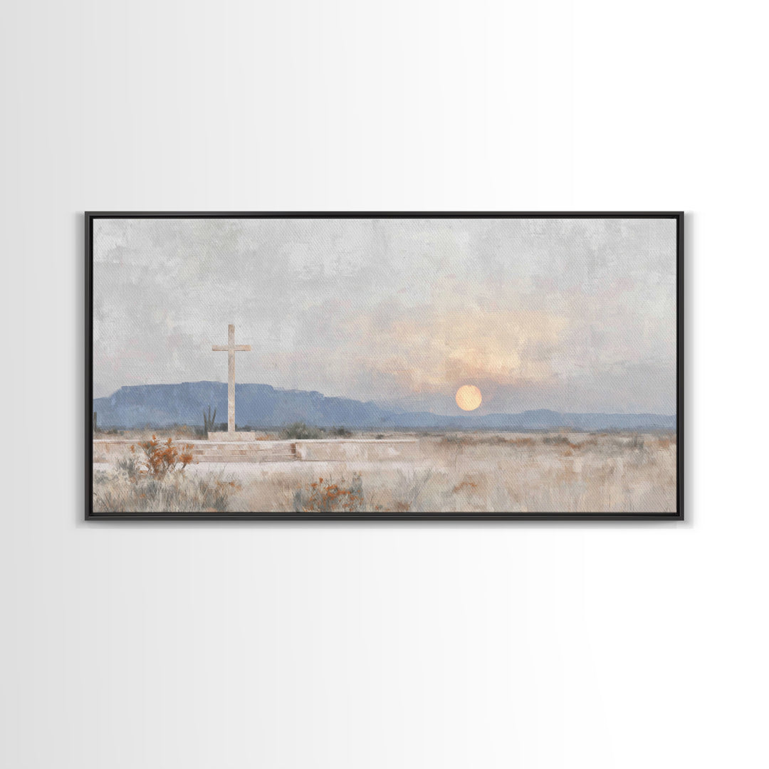 Cross Of The Horizon – Framed Canvas Print – Christian Wall Art – Christian Art Canvas – Christian Painting – Christian Decor – Christmas W