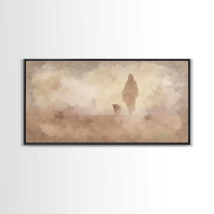 Shepherd And Lamb – Framed Canvas Print – Christmas Art – Jesus Painting – Christian Wall Art – Christian Art Canvas – Christian Christmas