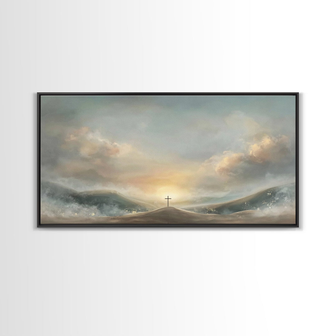 Dawn Of Salvation – Framed Canvas Print – Christian Wall Art – Christian Art Canvas – Minimalist Christian Art – Christian Decor – Christia