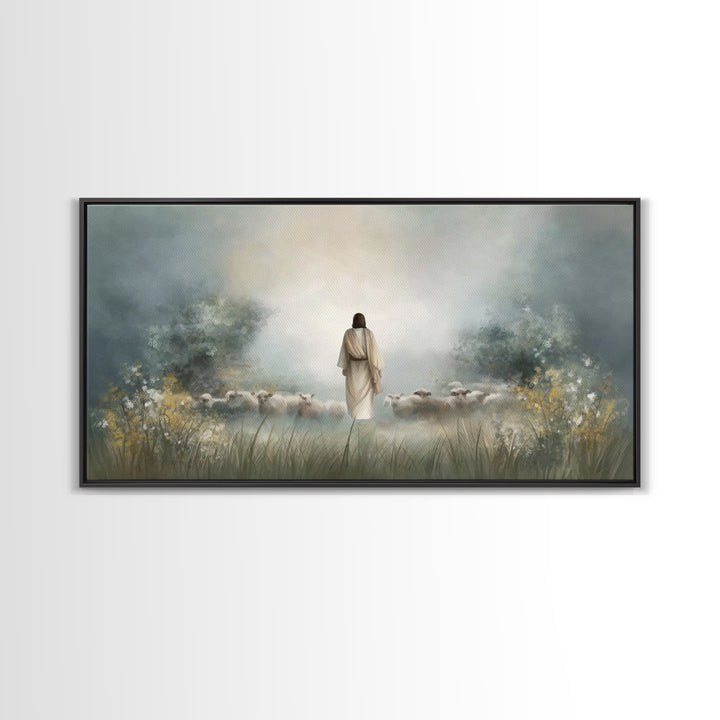 Radiant Flock Dawn – Framed Canvas Print – Jesus Painting – Christian Art Canvas – Christian Wall Art – Christian Christmas Art – Faith Art