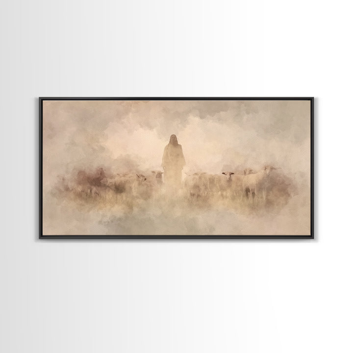 Clouded Holy Calm, Framed Canvas Print, Christian Art Canvas, Christian Wall Art, Jesus Painting, Christian Christmas Art, Modern Christian