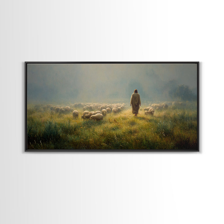 Morning Pasture Hope | Framed Canvas Print | Christian Wall Art | Christian Painting | Christian Art Canvas | Jesus Painting | Christian Ch