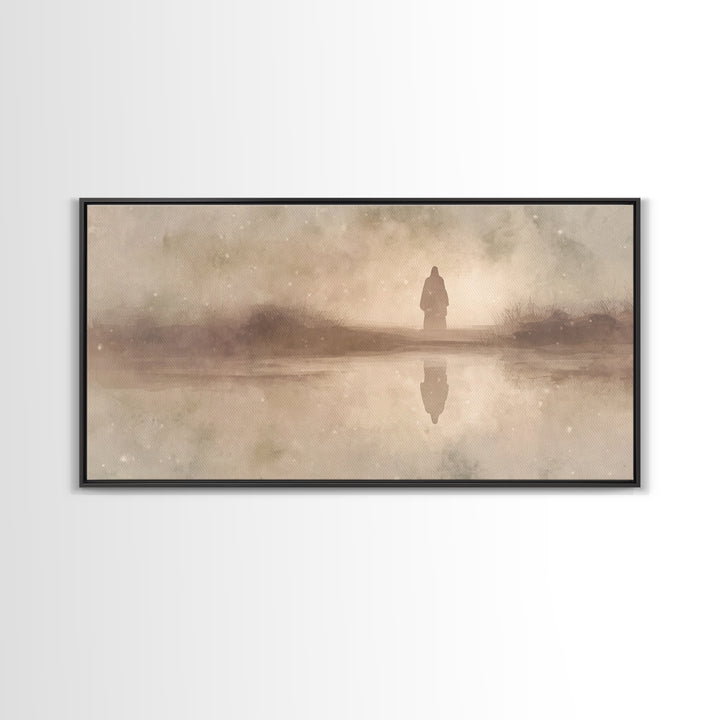 Silent Winter Path, Framed Canvas Print, Christian Art Canvas, Christian Art, Christian Wall Art, Jesus Painting, Christian Christmas Art