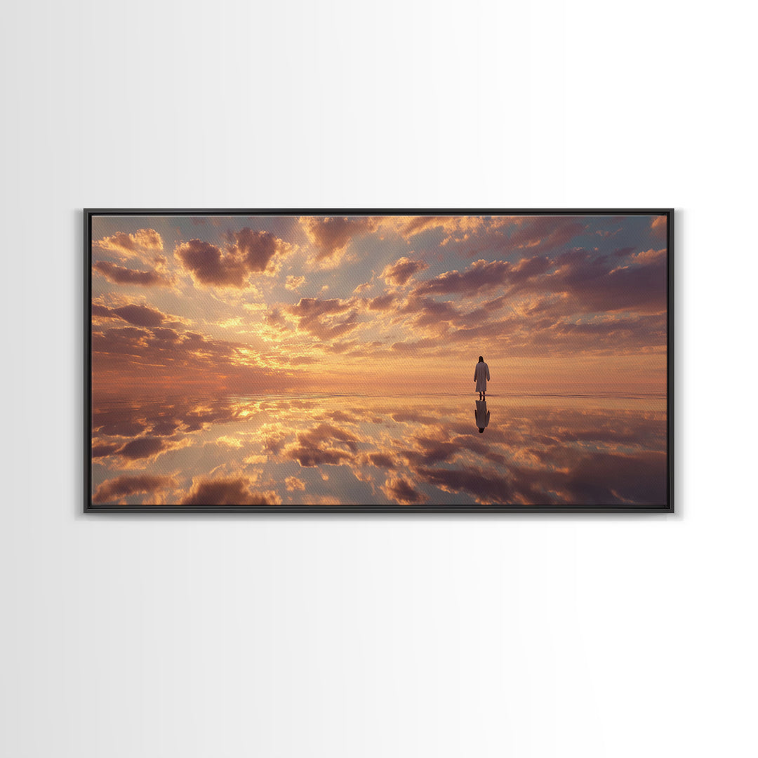Heaven’s Horizon Walk – Framed Canvas Print – Christian Wall Art – Jesus Painting – Christian Art Canvas – Christian Art – Christmas Art –