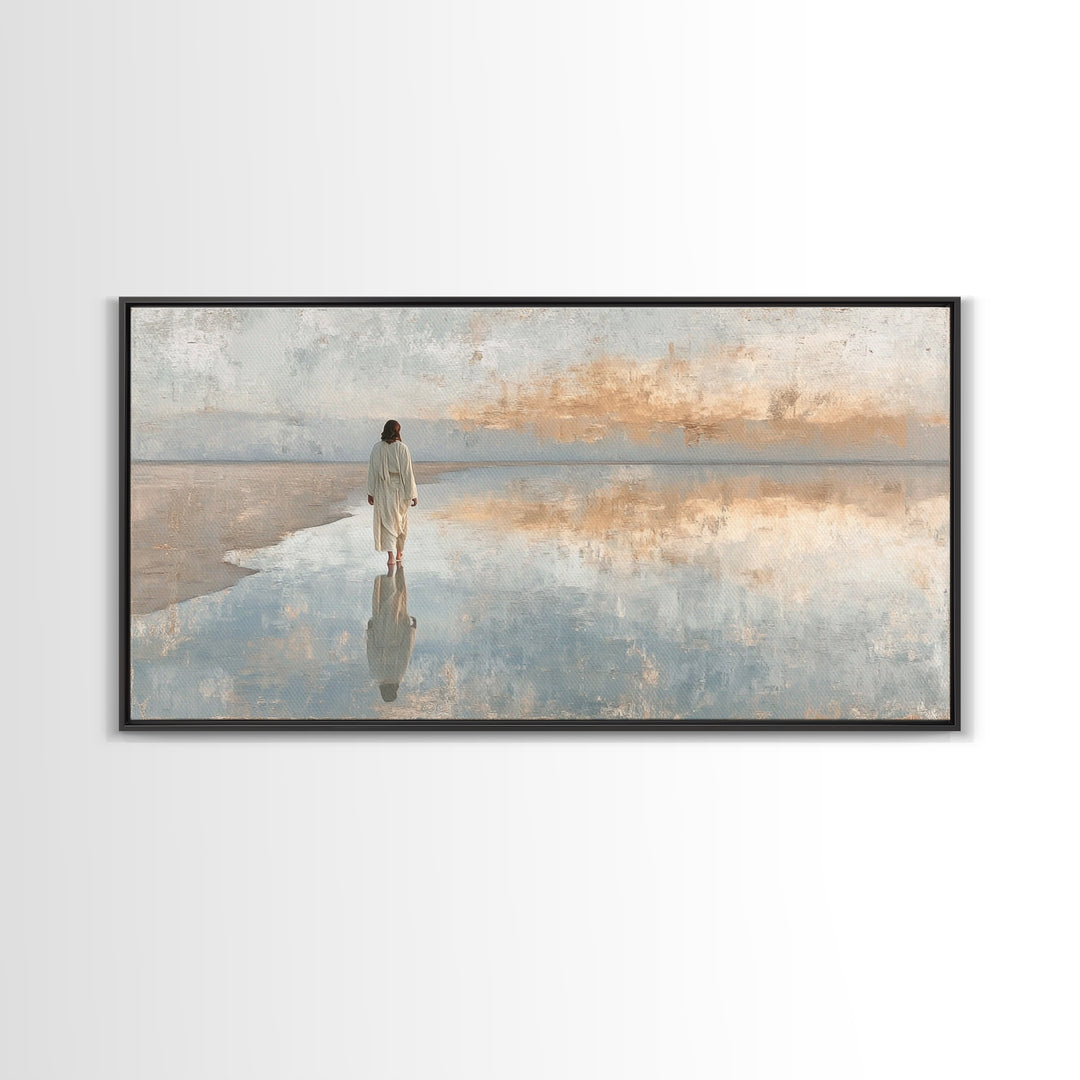 Still Waters, Framed Canvas Print, Christian Art Canvas, Jesus Wall Art, Christian Decor, Christmas Art, Christian Painting, Holiday Art